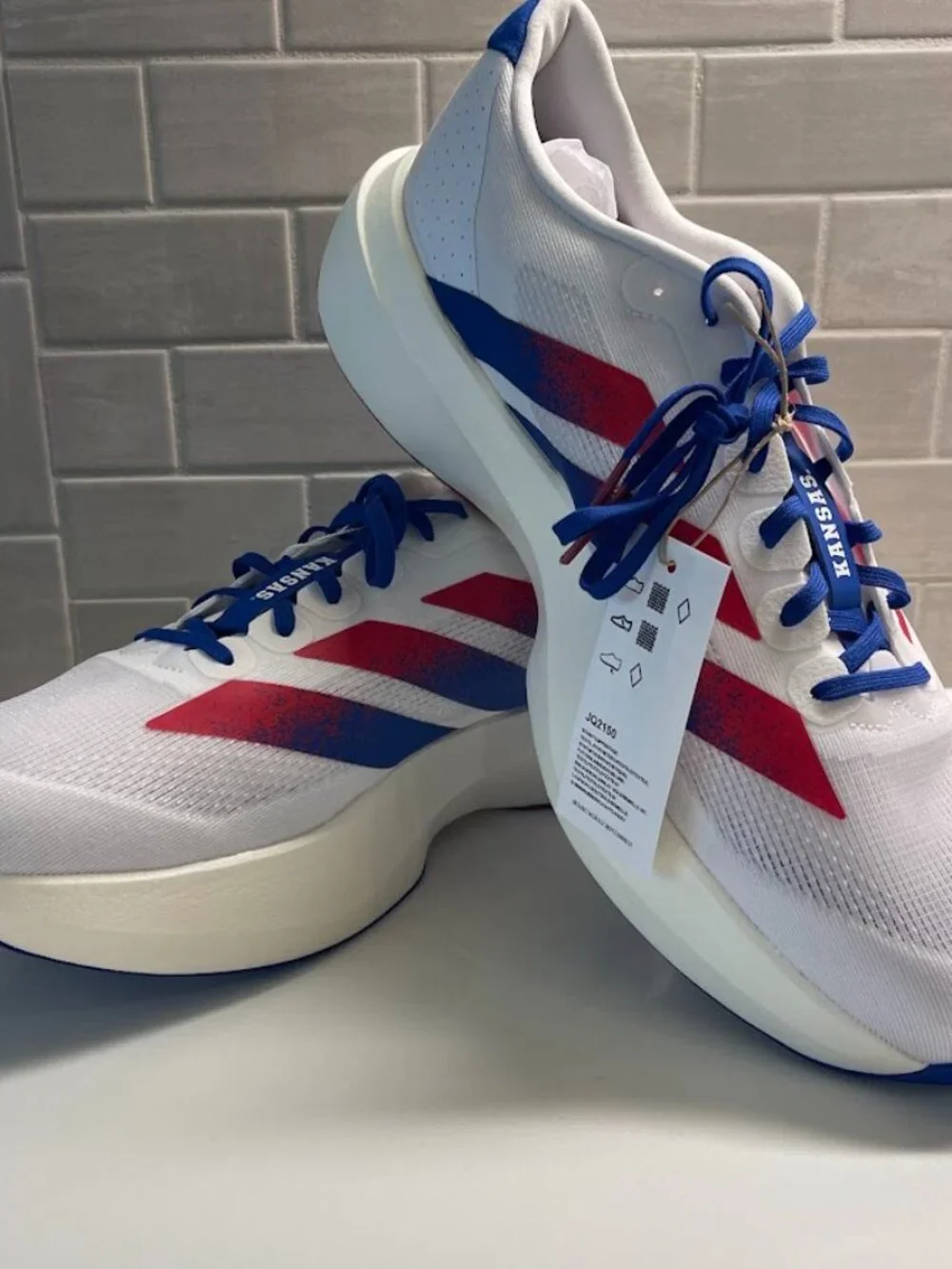 Kansas Jayhawks adidas Size 12.5/13.5 Unisex Adizero Evolution SL Running Shoes